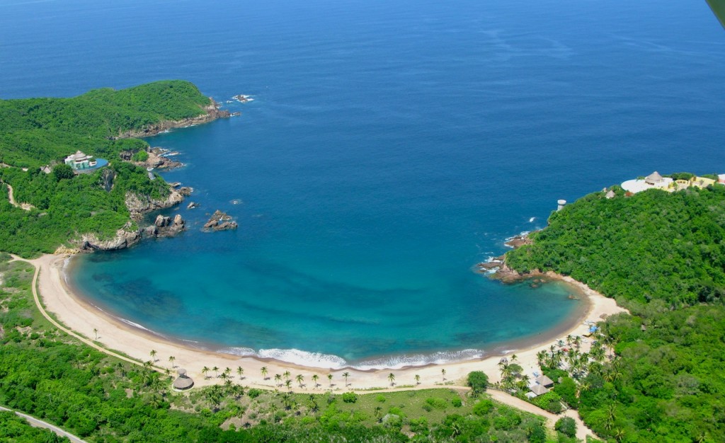 Aerial photo of Careyes Bay with 2 Poles Villas