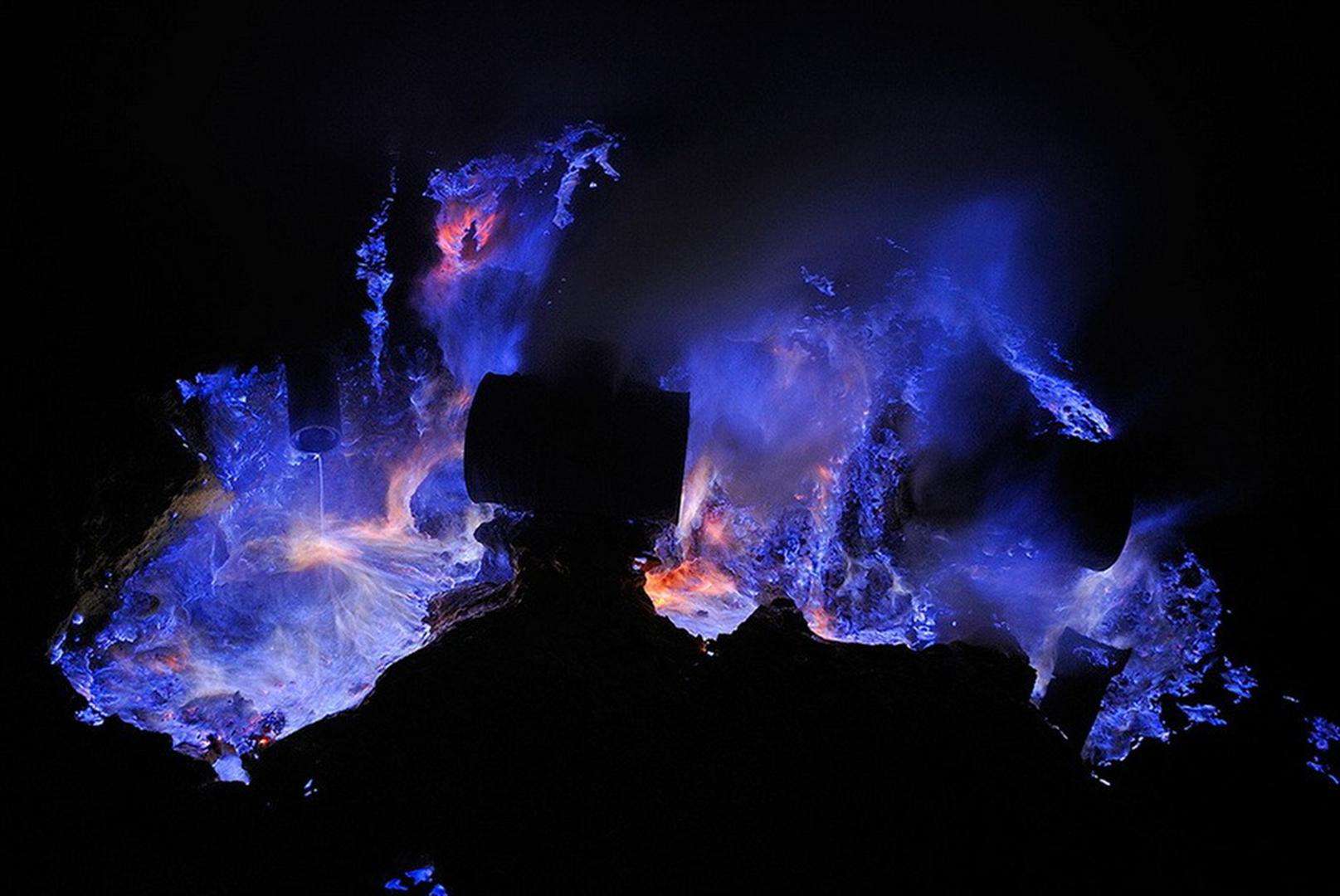 Volcano blue flames