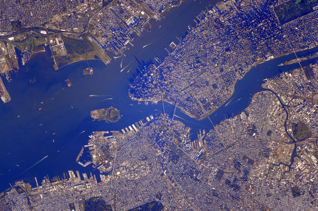 New York City seen from space. Shot from ISS by Scott Kelly
