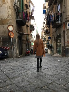Walking the narrow streets of the Spanis Quartersm, Naples, Italy