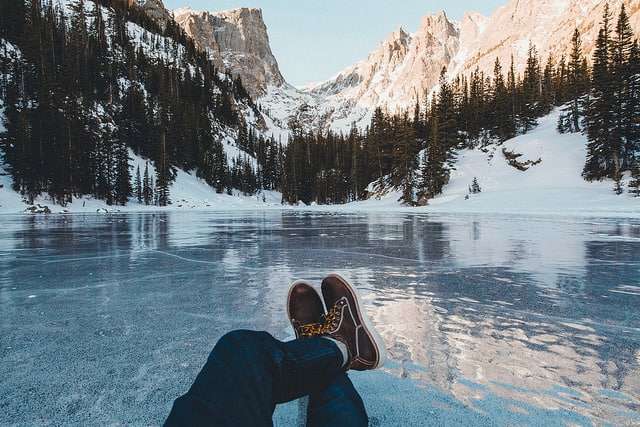 Chilling on frozen lake