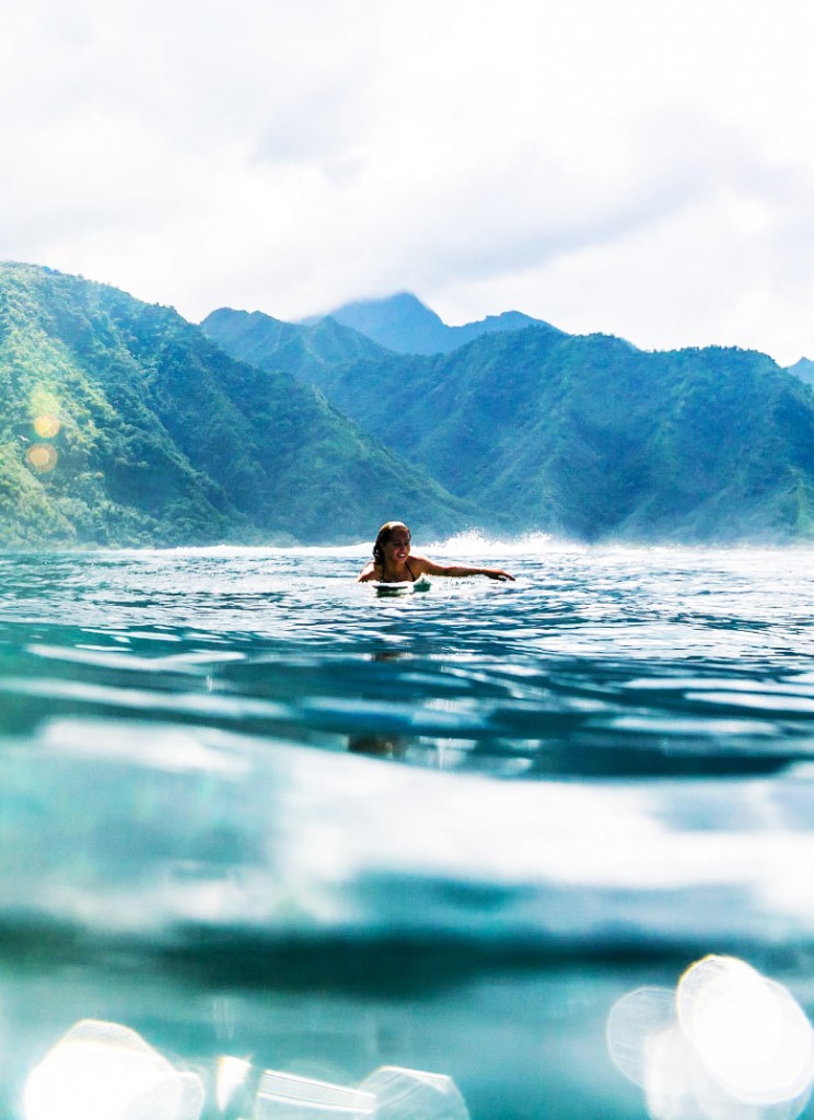Lady surfing