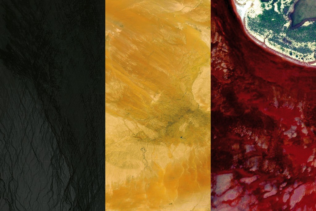 Belgian flag. Satellite photography from Iceland, Syria, Australia