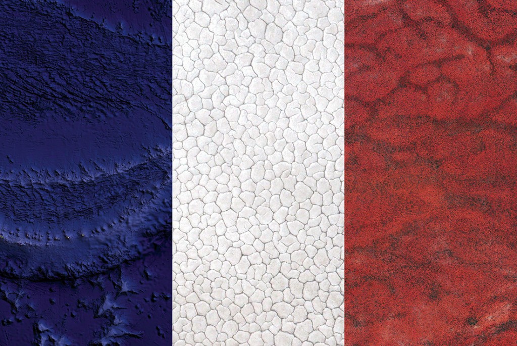 France's flag — Satellite Photography: Pacific Ocean, Kazakhstan, Kenya, 2016