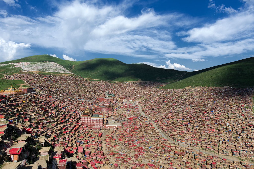 Larung Gar Buddhist Academy view from above, Easttibet