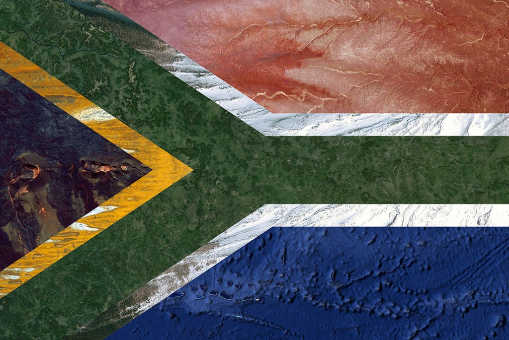 South African flag - Satellite photography: Hawaii, Australia, Russia, Japan, Iraq, Oceania