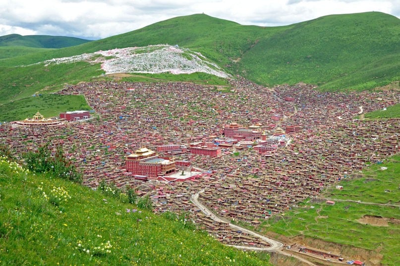 Larung Gar view from above and afar.