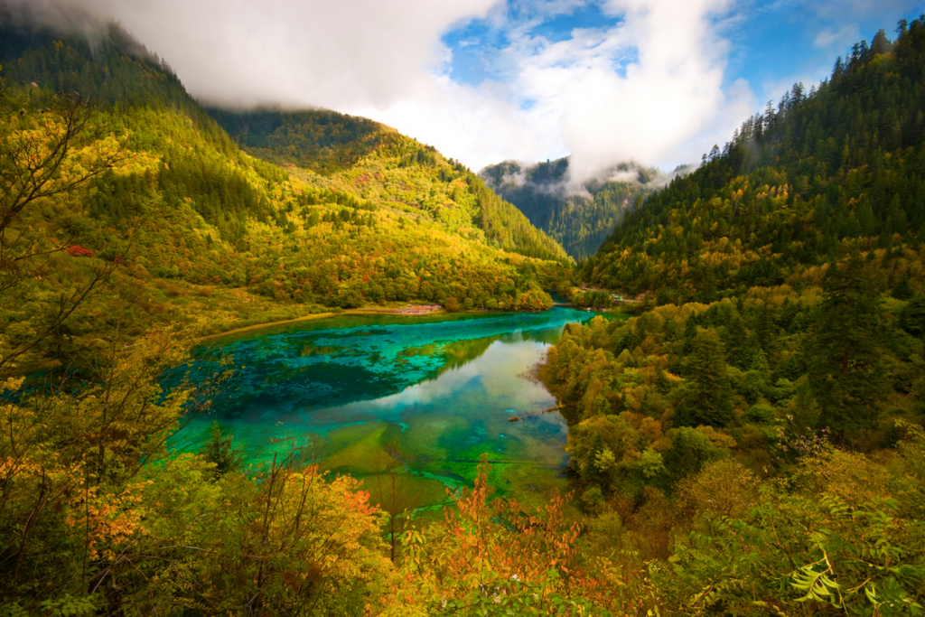 Clear water lake in JIUZHAIGOU National Park, China