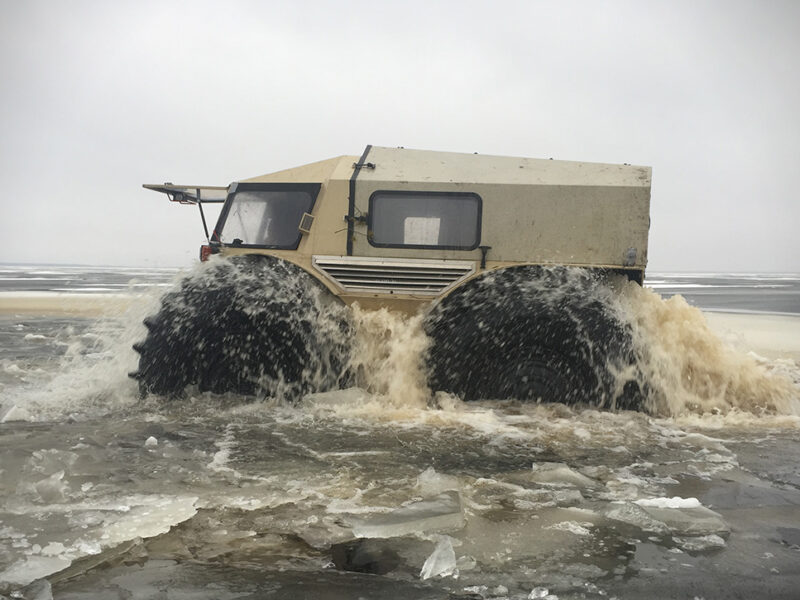 Not only it carelessly drives through water...