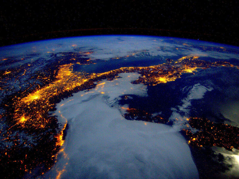 Italy and the Alps seen from space.